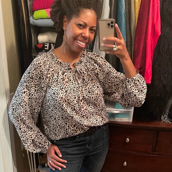 A NEW DAY Tie Front Blouse | Black Leopard Print | Large - Picture 11 of 13